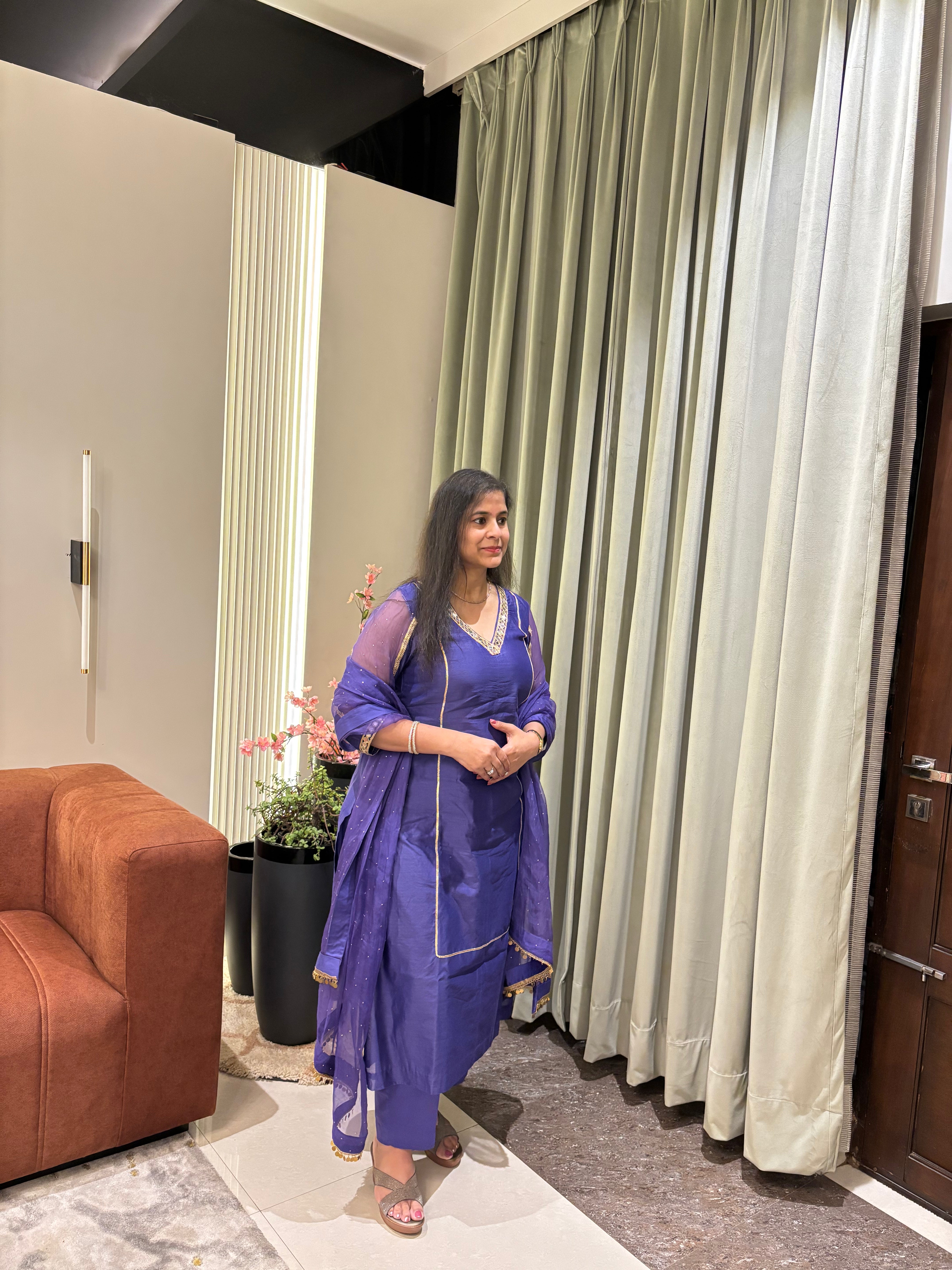 Chamak Chanderi three-piece set by GINNI:The Label