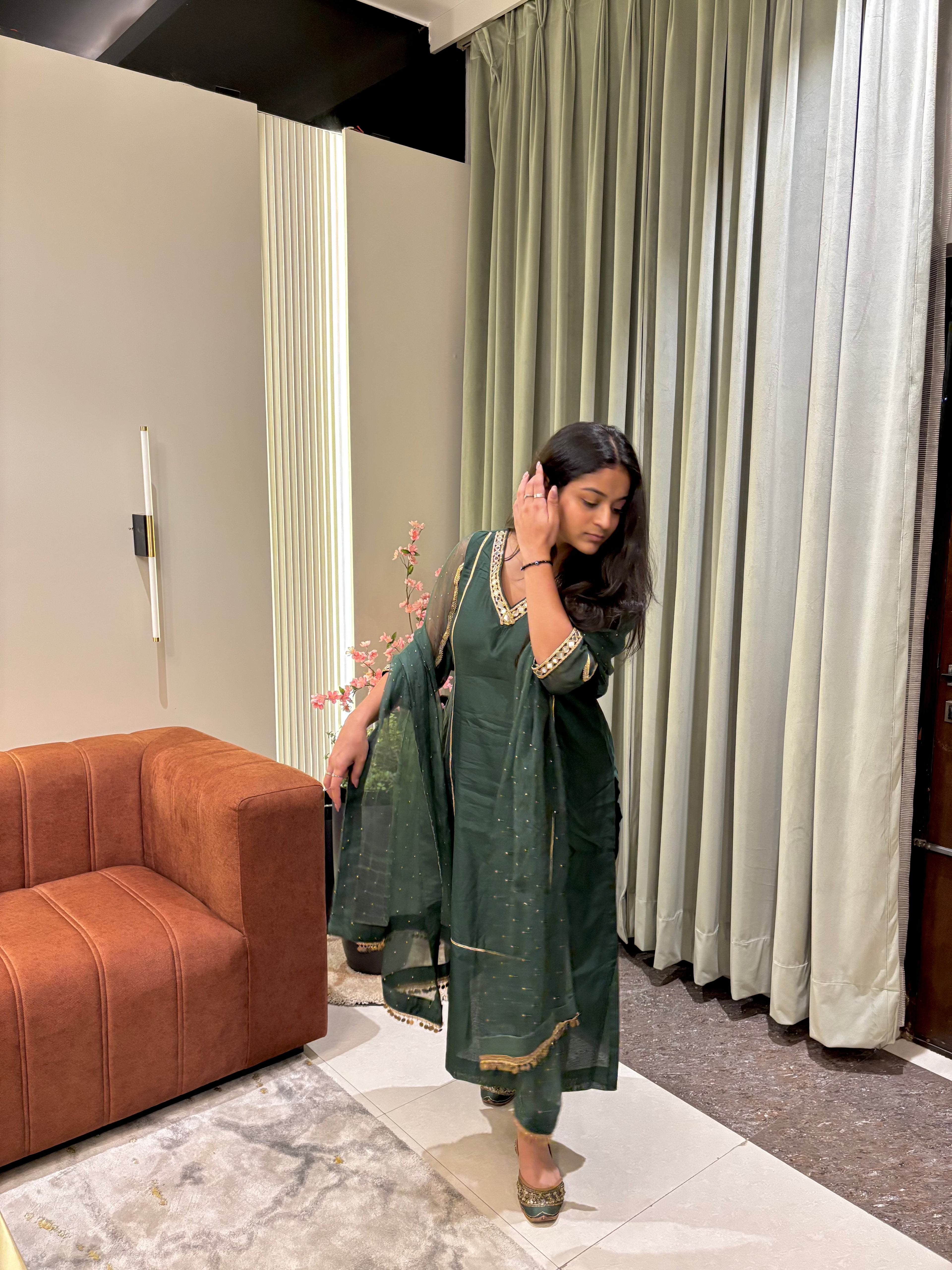 Chamak Chanderi three-piece set by GINNI:The Label