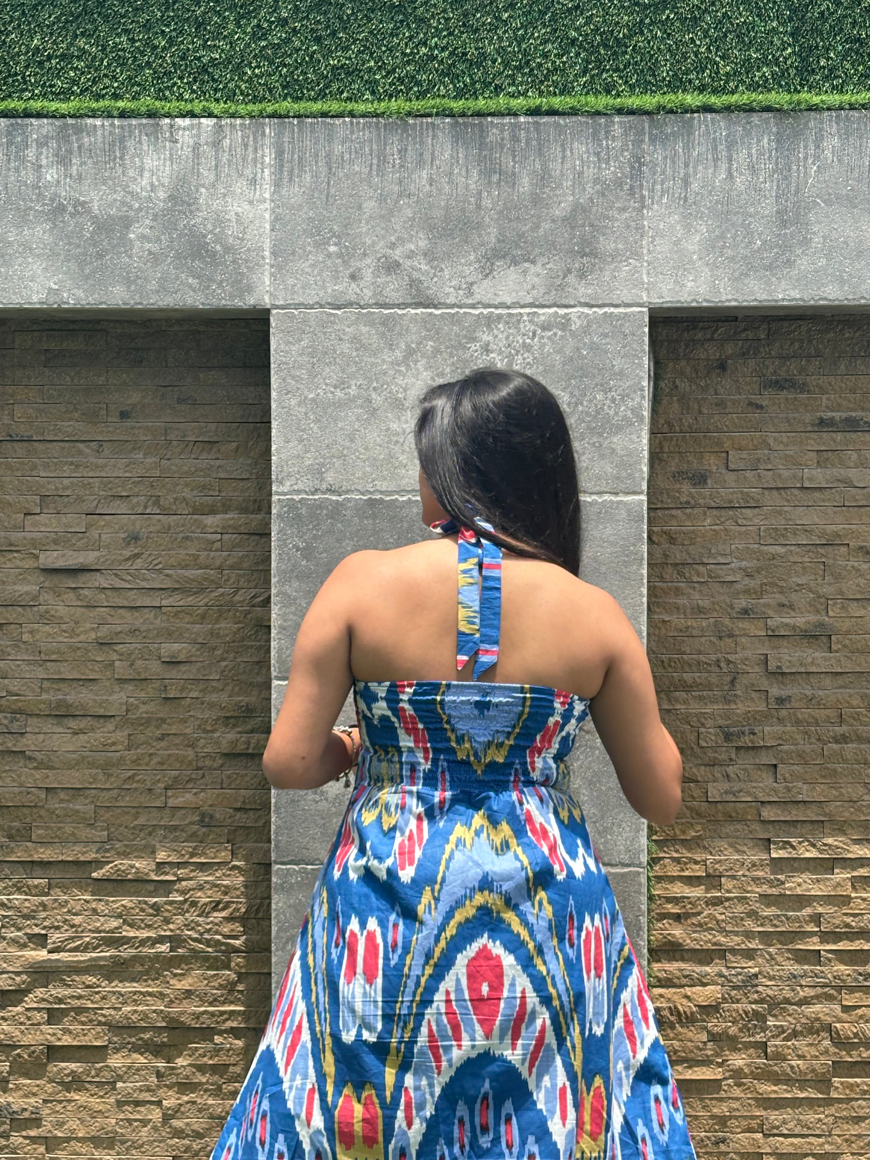 Sapphire cotton halter dress by GINNI:The Label