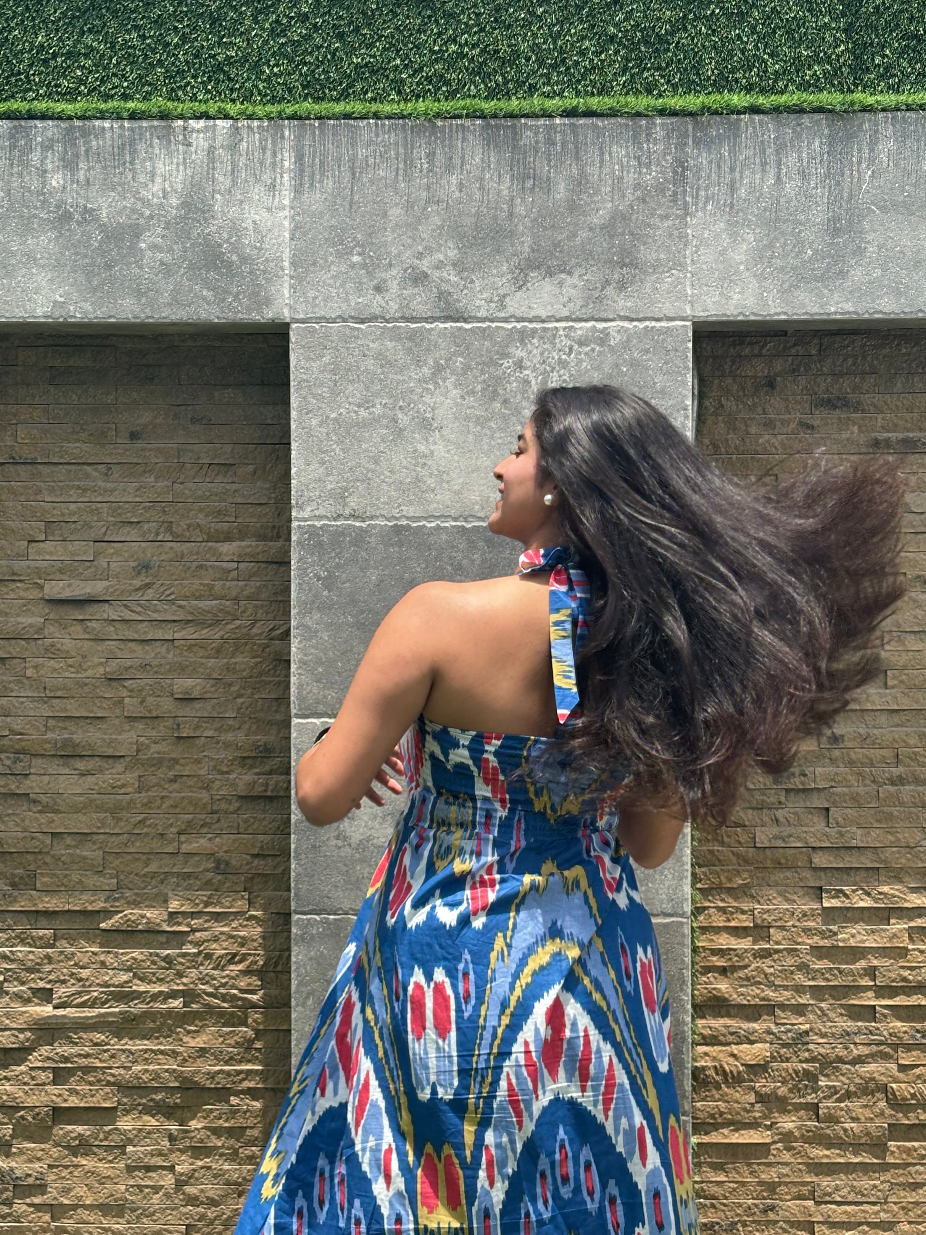Sapphire cotton halter dress by GINNI:The Label