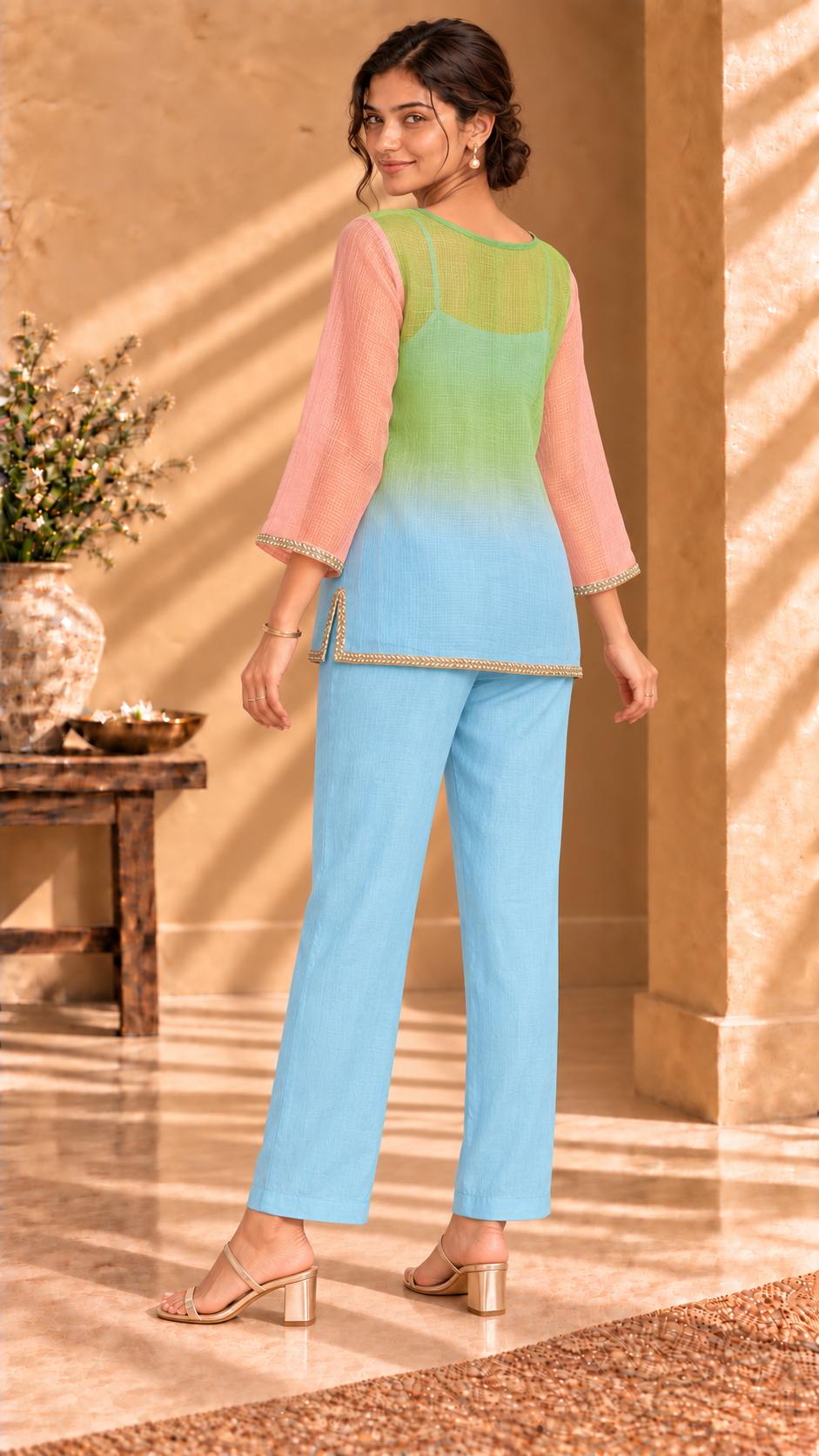 Fiza Kota silk three-piece co-ord set - back view
